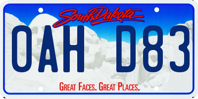 SD license plate 0AHD83