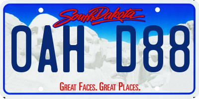 SD license plate 0AHD88