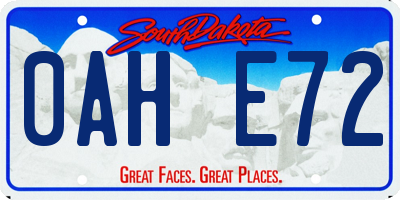 SD license plate 0AHE72