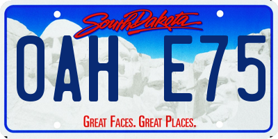 SD license plate 0AHE75