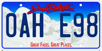 SD license plate 0AHE98