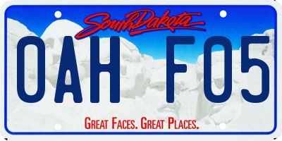 SD license plate 0AHF05