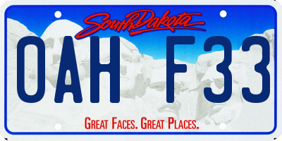 SD license plate 0AHF33