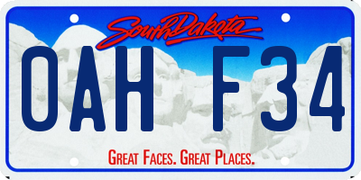SD license plate 0AHF34