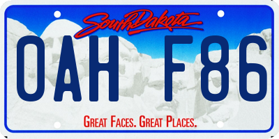 SD license plate 0AHF86