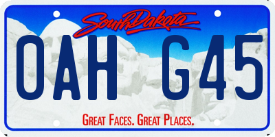 SD license plate 0AHG45