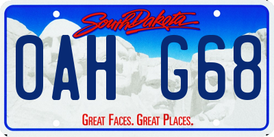 SD license plate 0AHG68