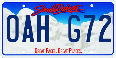 SD license plate 0AHG72