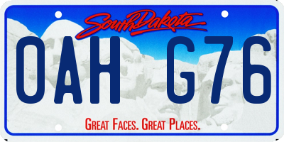 SD license plate 0AHG76