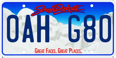 SD license plate 0AHG80