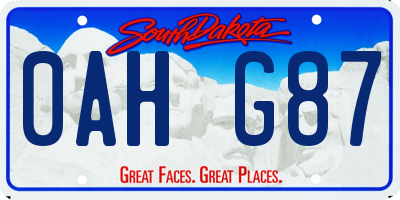 SD license plate 0AHG87