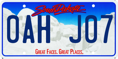 SD license plate 0AHJ07