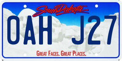 SD license plate 0AHJ27