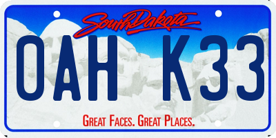 SD license plate 0AHK33