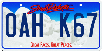 SD license plate 0AHK67