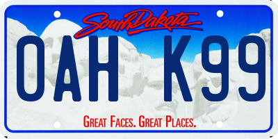 SD license plate 0AHK99