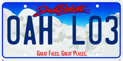 SD license plate 0AHL03