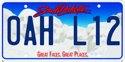 SD license plate 0AHL12