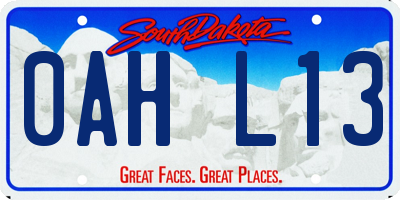 SD license plate 0AHL13