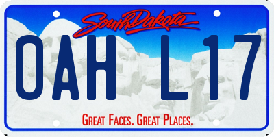 SD license plate 0AHL17