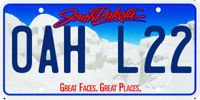 SD license plate 0AHL22