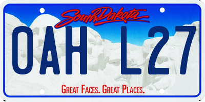 SD license plate 0AHL27