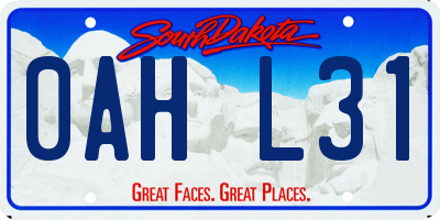 SD license plate 0AHL31