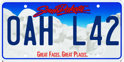 SD license plate 0AHL42