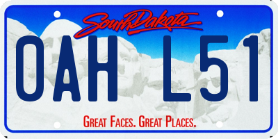 SD license plate 0AHL51
