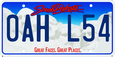 SD license plate 0AHL54