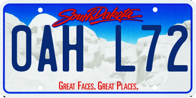 SD license plate 0AHL72