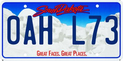 SD license plate 0AHL73
