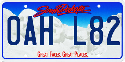 SD license plate 0AHL82