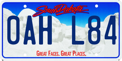SD license plate 0AHL84