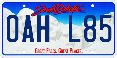 SD license plate 0AHL85
