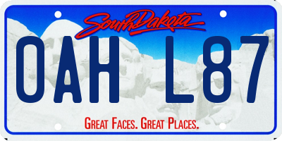 SD license plate 0AHL87