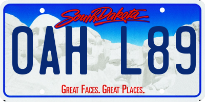 SD license plate 0AHL89