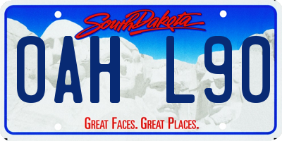 SD license plate 0AHL90