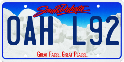 SD license plate 0AHL92