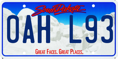 SD license plate 0AHL93