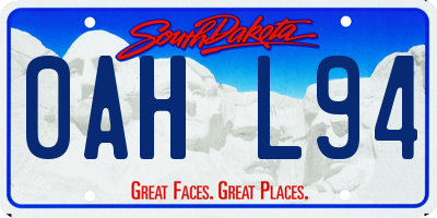 SD license plate 0AHL94