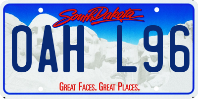 SD license plate 0AHL96