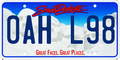 SD license plate 0AHL98