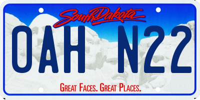 SD license plate 0AHN22