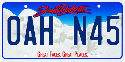 SD license plate 0AHN45