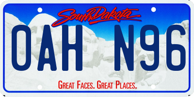 SD license plate 0AHN96