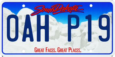 SD license plate 0AHP19