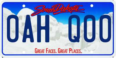 SD license plate 0AHQ00