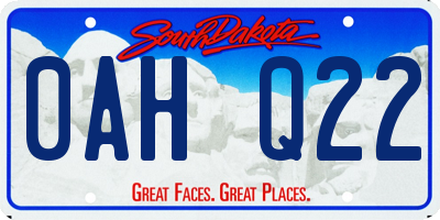 SD license plate 0AHQ22