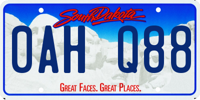 SD license plate 0AHQ88